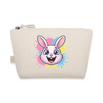 Happy Bunny Illustration with Paint Splashes - Organic Pouch - nature - Front