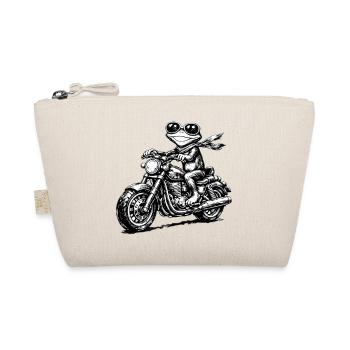 Frosch auf Motorrad Schwarzweiß - Bio-Täschchen - Natur - Vorne
