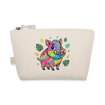 Rainbow Pig with Autumn Leaves - Organic Pouch - nature - Front