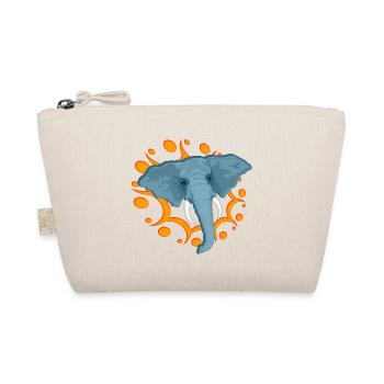Éléphant bleu avec une broche orange - Trousse biologique - nature - Devant