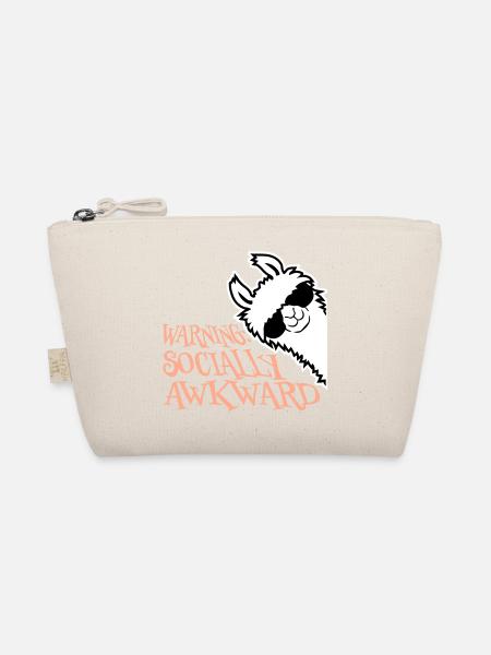Lama Warning Socially Awkward Sunglasses Alpaca - Organic Pouch - nature - Front
