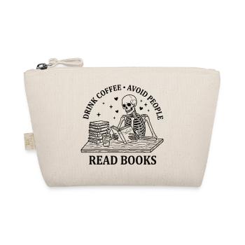 Drink Coffee Read Books Funny Skeleton Shirt - Organic Pouch - nature - Front