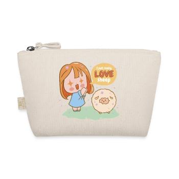 I Love Sheep Cartoon Girl - Organic Pouch - nature - Front