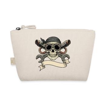 Motorcycle Biker V-Twin Motor Skull Rocker Pirate - Organic Pouch - nature - Front