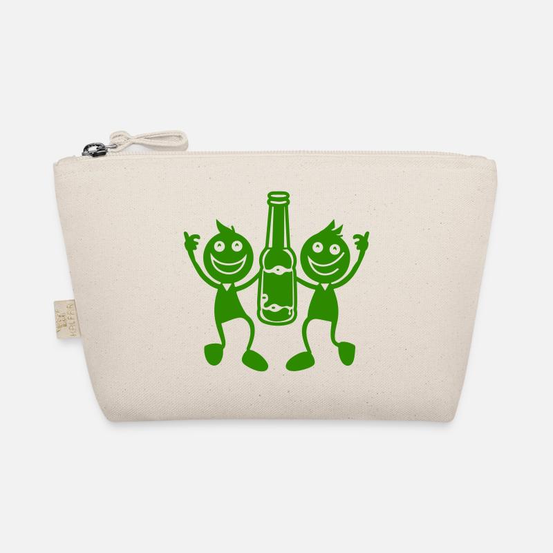 Grünes Duo mit Bierflasche Bio-Täschchen
