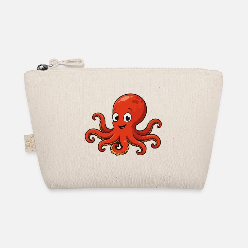 Cuddly Red Octopus Cartoon Organic Pouch