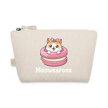 Cute Meowcarons motif with cat and macaron - Organic Pouch - nature - Front