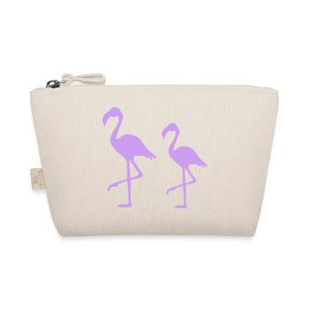 Zwei Flamingos Silhouetten Lila - Bio-Täschchen - Natur - Vorne
