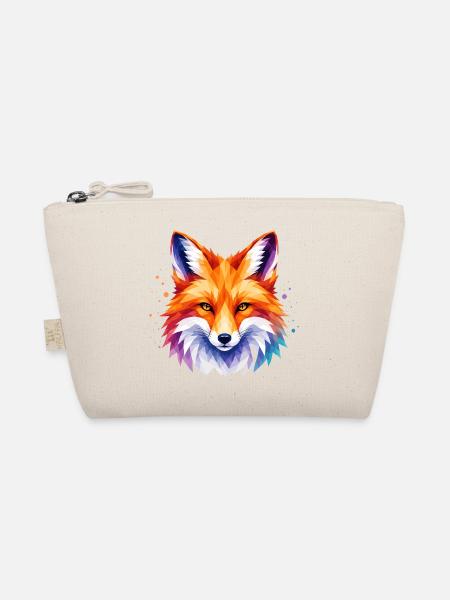 Fuchs Design – Polygon Fox Motiv für Tierliebhaber - Bio-Täschchen - Natur - Vorne