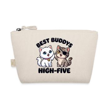 Süße Comic Katzen machen High Five – Best Buddys  - Bio-Täschchen - Natur - Vorne