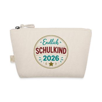 Endlich Schulkind 2026 Badge - Bio-Täschchen - Natur - Vorne