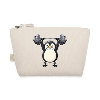 Penguin with dumbbell fitness bodybuilding - Organic Pouch - nature - Front