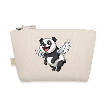 Cute Panda Angel with Wings Cartoon - Organic Pouch - nature - Front