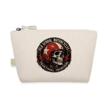 Old School Motorcycle Skull Emblem - Organic Pouch - nature - Front
