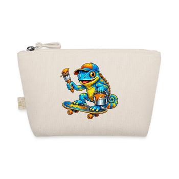 Chameleon on skateboard - Organic Pouch - nature - Front