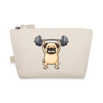 Pug Dog Fitness Weightlifter Dumbbell Gym - Organic Pouch - nature - Front