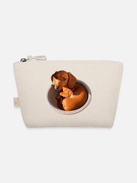 Dackel Kuschelpfote Napfdesign - Bio-Täschchen - Natur