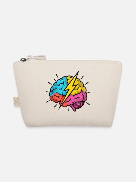Flash Brain – Gehirn & Blitz im Pop-Art-Look - Bio-Täschchen - Natur