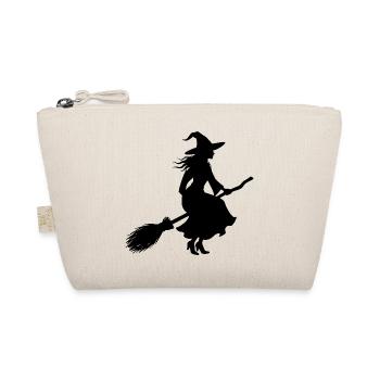 Hexe auf Hexenbesen Silhouette Halloween T-shirt  - Bio-Täschchen - Natur - Vorne