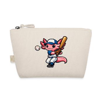 Axolotl beim Baseball – Süßes Sportmotiv - Bio-Täschchen - Natur - Vorne