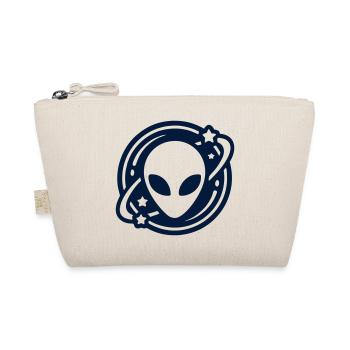 Alien Kopf Weltraum Logo - Bio-Täschchen - Natur - Vorne