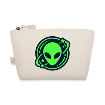 Alien Kopf Weltraum Logo - Bio-Täschchen - Natur - Vorne