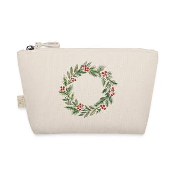 Minimalistisches Weihnachtskranz-Aquarell - Bio-Täschchen - Natur - Vorne