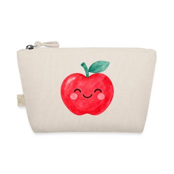 Niedlicher Apfel mit Gesicht im Aquarellstil - Bio-Täschchen - Natur - Vorne