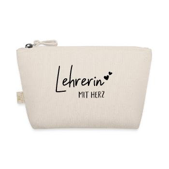 Lehrerin mit Herz- Geschenkidee für Lehrerin - Bio-Täschchen - Natur - Vorne
