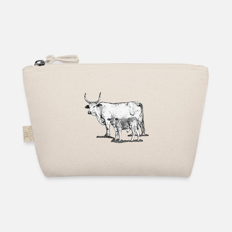Kuh mit Kalb - Bio-Täschchen - Natur