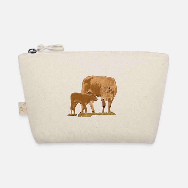 Kuh mit Kalb - Bio-Täschchen - Natur