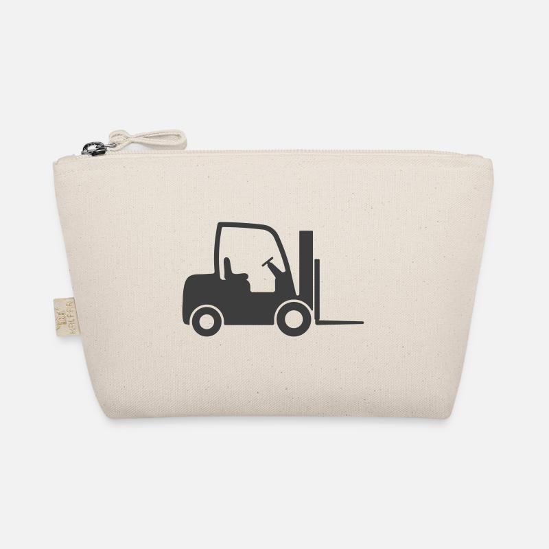 Fork truck or forklift icon symbol. Logistic Organic Pouch