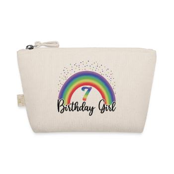 Cute Rainbow 7 Birthday Girl, 8 Years Old B-day - Organic Pouch - nature - Front