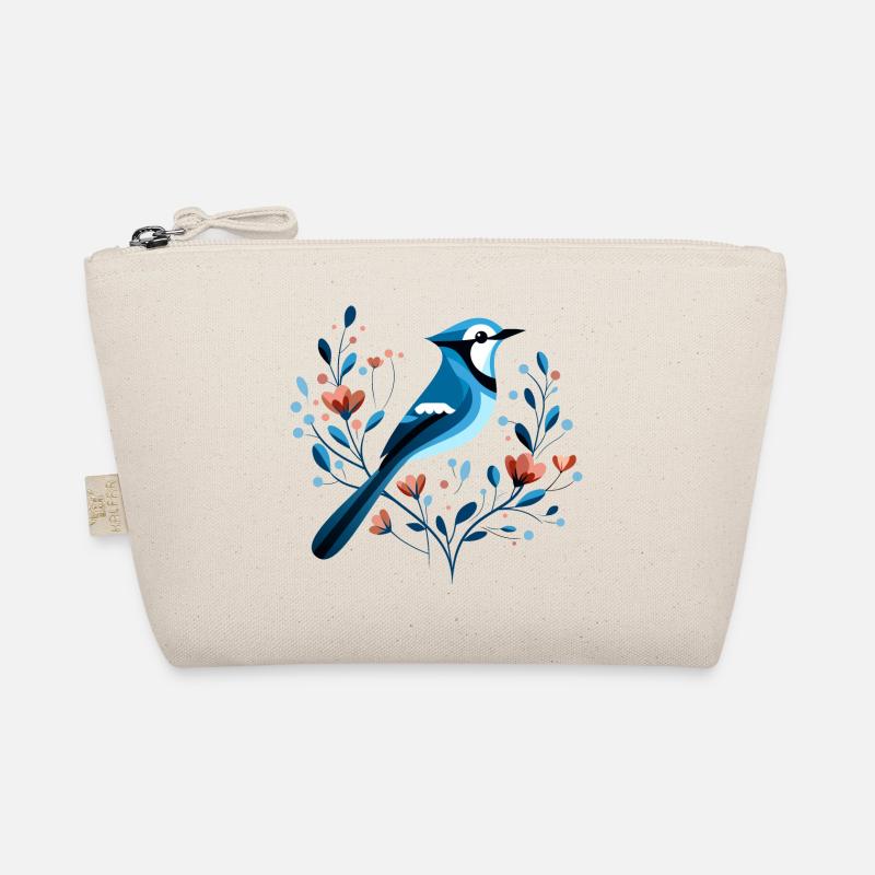 Blue jay with flowers Organic Pouch