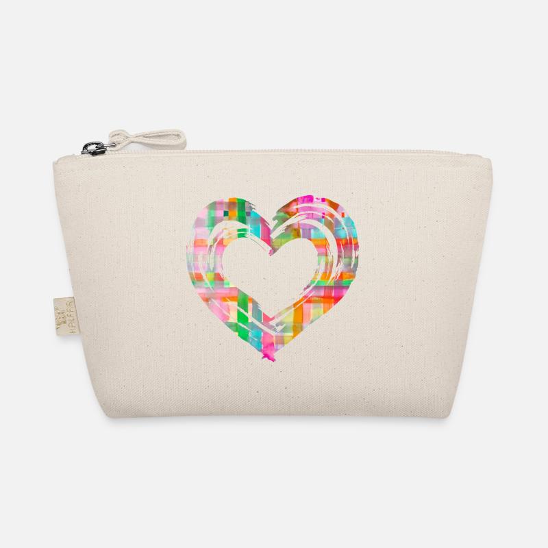 Bunte karierte Herzen Bio-Täschchen