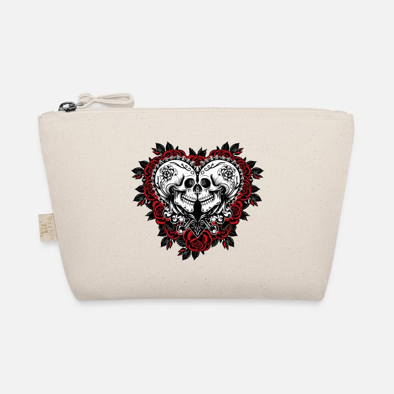 Gothic Skulls Roses Valentines Day Organic Pouch