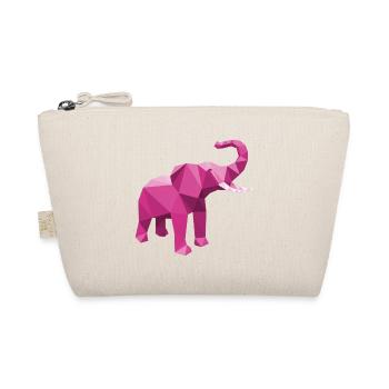 Elephant Pink with stylish LowPoly effect - Organic Pouch - nature - Front