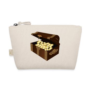 Braune Schatztruhe mit Gold gefüllt. Geschenkidee. - Bio-Täschchen - Natur - Vorne