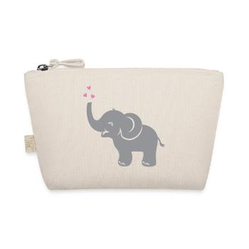 Funny baby elephant with hearts - Organic Pouch - nature - Front