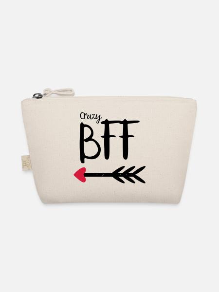 BFF Crazy Pfeil rotes Herz Partnerlook Partner T.1 - Bio-Täschchen - Natur - Vorne