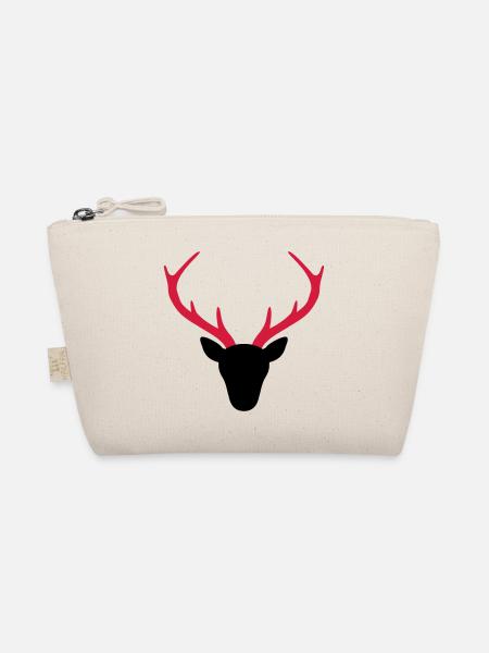 Deer antler hunter gift - Organic Pouch - nature - Front