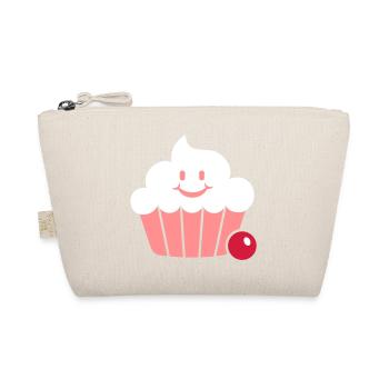 happy cupcake / Fröhlicher Muffin (3c) - Bio-Täschchen - Natur - Vorne