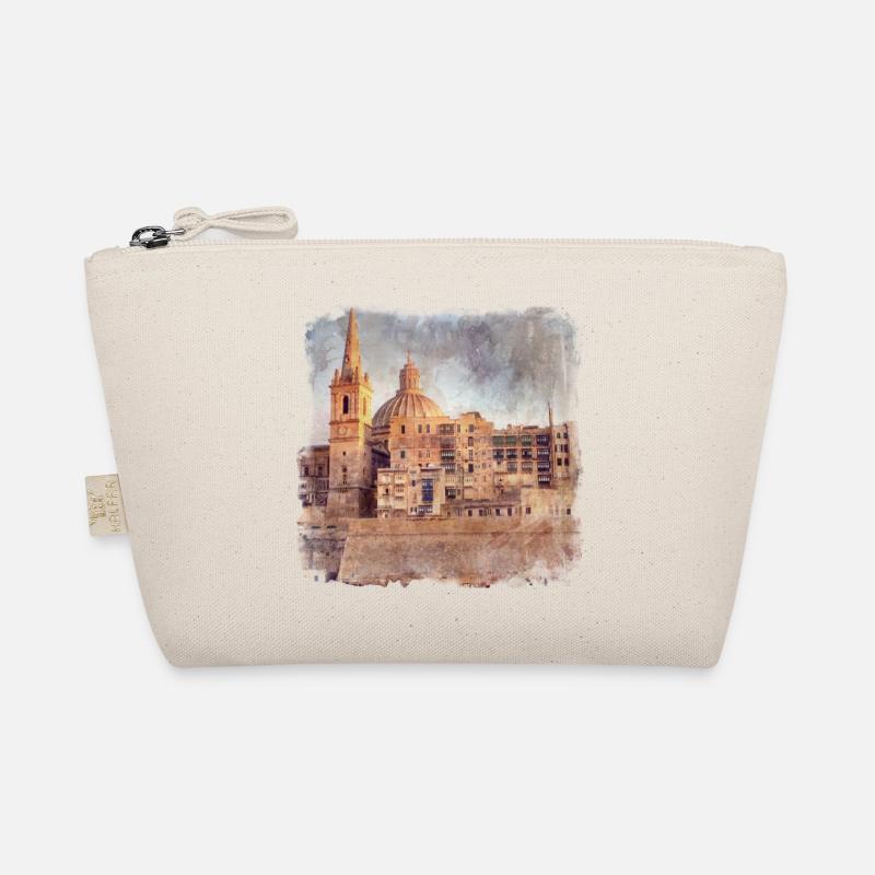 Valletta Malta Vintage Design - Organic Pouch - nature