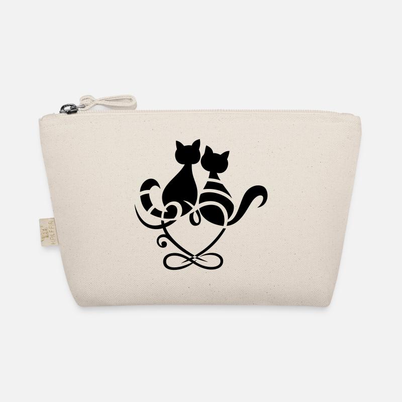 Katzen Herz Infinity Symbol Valentinstag Liebe Bio-Täschchen