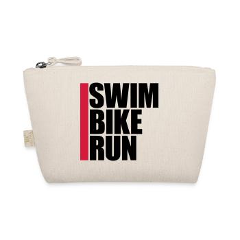 sport logo swim bike run text triathlon marathon a - Organic Pouch - nature - Front