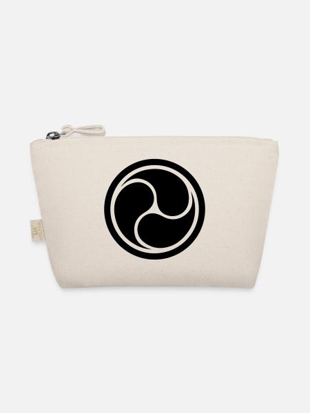 Triple Yin Yang, wheel of joy, Trinity symbol - Organic Pouch - nature - Front