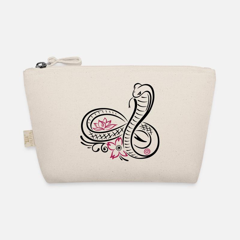 Snake with infinity, lotus and cherry blossom Organic Pouch