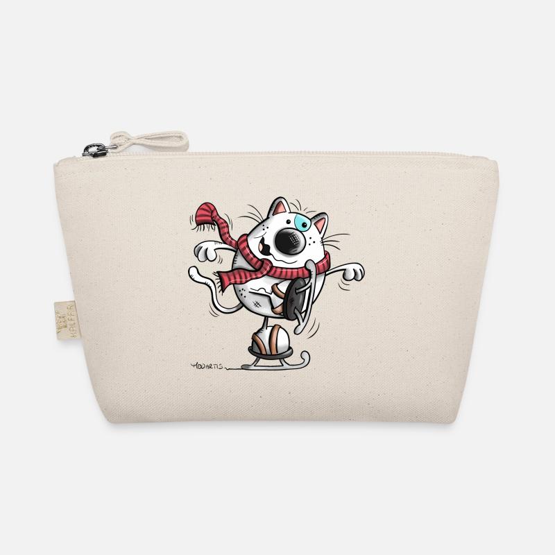 Cat running ice skates - Organic Pouch - nature