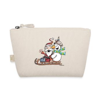 Santa Claus and Snowman - Sledge - Christmas - Organic Pouch - nature - Front