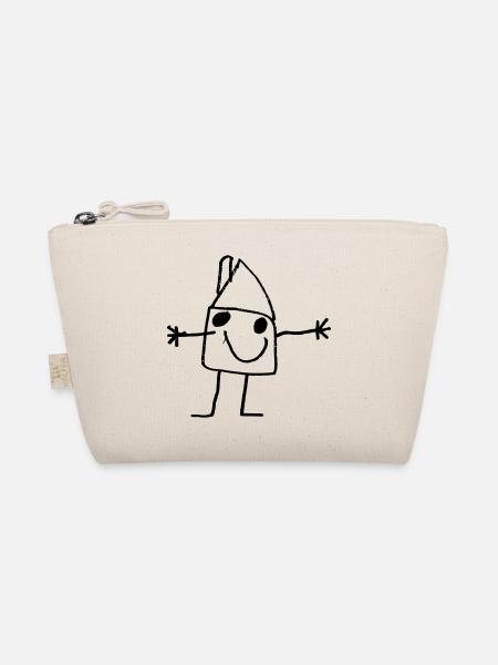 Funny children's drawing of house with a smile - Organic Pouch - nature - Front